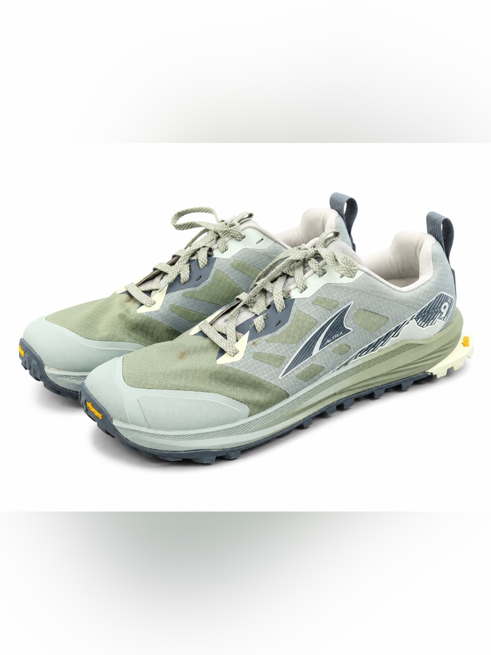 Altra Lone Peak 9+ Trail Running Shoes 10.5 Green Vibram Gorpcore Hiking Sneaker
